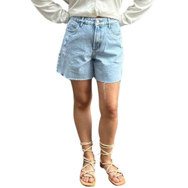 Imagem de Bermuda Jeans Cintura Alta Reta Dzarm-Feminino