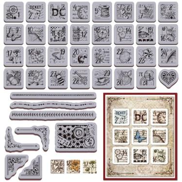 Imagem de GLOBLELAND Carimbo de borracha vintage para data, 22 x 17,8 cm, fundo com texto de EVA, selos de borracha retrô para fazer cartões, álbum de fotos, decoração faça você mesmo, álbum de recortes