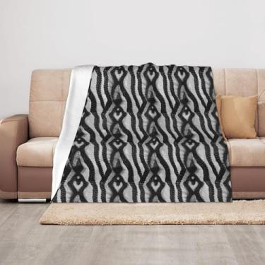 Imagem de ZTPOWQA Cobertores de pelúcia com estampa de pele de cobra preto e branco 127 x 101 cm, cobertor aconchegante para sofá, macio e quente para decoração de casa