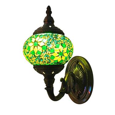 Imagem de Arandela de parede turca marroquina, estilo boêmio, com cúpula de vidro mosaico vintage, ideal para sala de estar, quarto, corredor, varanda, café ou bar. E14,A