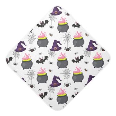 Imagem de Burbuja Hats Webs Bats Toalha de banho para bebês - Toalha de banho de musselina macia e absorvente com capuz para recém-nascidos, 89 x 89 cm