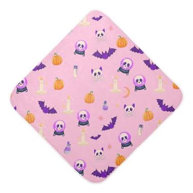 Imagem de Burbuja Toalha de banho de bebê Halloween Elements - Toalha com capuz de musselina macia e absorvente para recém-nascidos, 76 x 76 cm