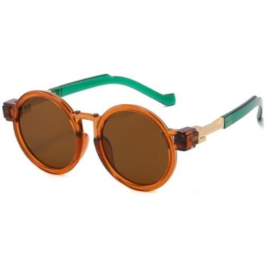 Imagem de Óculos de Sol Redondos Estilo Punk Feminino UV400 Masculino com Lentes Gradientes Transparentes para Esportes ao Ar Livre, Corrida e Ciclismo, Cor Chá Verde