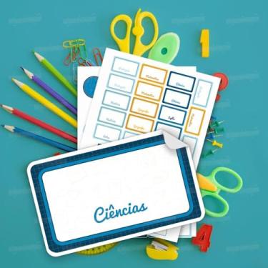Imagem de Kit de Etiquetas Escolares Materiais 03 sem personalização, etiquetas com matérias escolares para cadernos e livros