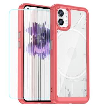 Imagem de EUAGVQY Capa para celular 1 For Nothing com filme de vidro temperado, parte traseira de acrílico de cristal + amortecedor de TPU flexível, à prova de choque, antiimpressões digitais, capa protetora