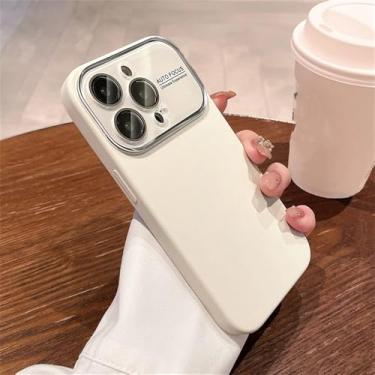 Imagem de Capa de silicone para iPhone 11 12 13 14 15 Pro Max à prova de choque, proteção traseira Candy Lens Cases Cover, branco, para iPhone 14