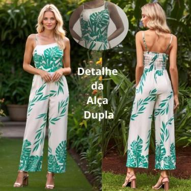 Imagem de Macacão Feminino Longo elegante alça dupla regulável luxo primavera ve