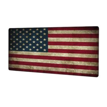 Imagem de Tapete de mouse grande com bandeira americana vintage impermeável para computador estendido tapete protetor de mesa antiderrapante base de borracha para escritório, computador, teclado, laptop e mesa