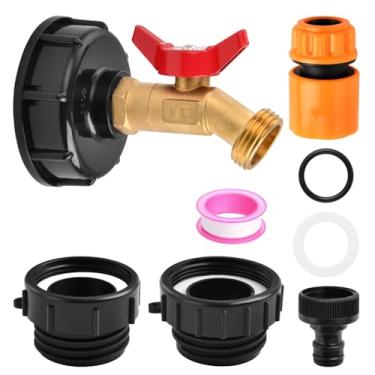 Imagem de LEONTOOL Encaixe de tanque de água IBC de 275-330 galões, adaptador de bolsa IBC de 3 tamanhos 6,2 cm fino, rosca grossa de 5.1 cm fina e 5.1 cm, NPT de 1,2 cm para 3/10.2 cm GHT torneira de mangueira