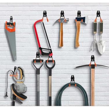 Imagem de Gancho de metal resistente e durável de duas cores, organizador de garagem montado na parede, adequado para escadas, bicicletas e ferramentas - Resistência industrial, solução de armazenamento que