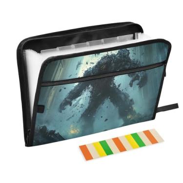 Imagem de Colossal Robot Acordeon File Organizer A4 tamanho carta importante organizador de documentos fólio com zíper e pasta de etiquetas com divisórias