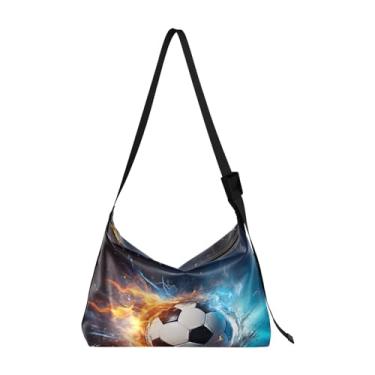 Imagem de Bolsa de ombro masculina de couro flutuante e coberta de água, bolsa tiracolo de couro vegano com zíper, Bola de futebol flutuante e coberta de água 4, One Size