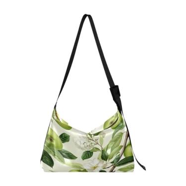 Imagem de Bolsa tiracolo de couro sintético pintada à mão, bolsa tiracolo de couro, bolsa tiracolo de couro masculina, Várias maçãs e flores verdes - 1, One Size