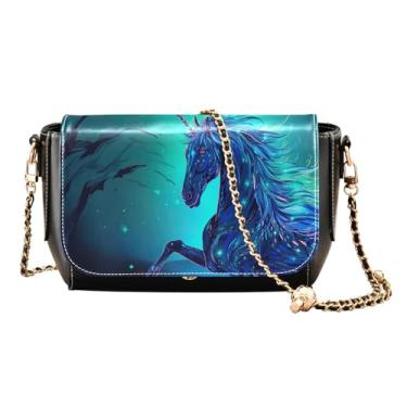 Imagem de Rubber Ducks on Blue Medium Leather Crossbody Bags for Women, Crossbody Bag with Strap, Womens Leather Crossbody Bags, Unicórnio relâmpago-1, One Size