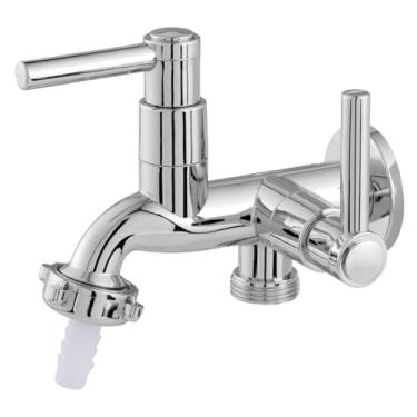 Imagem de Torneira Maquina De Lavar E Tanque 2 Saídas Abs Lavanderia Prateado Cromado