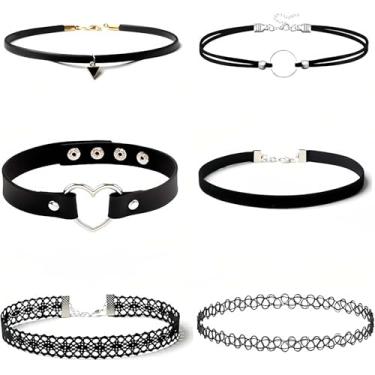 Imagem de XaiYimee Gargantilha gótica preta para mulheres, conjunto de gargantilha de renda elegante preta, acessórios de roupas punk joias, one size, Renda, Sem Pedra Preciosa