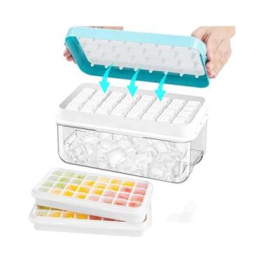 Imagem de Forma De Gelo De Silicone Empilhável Com Caixa De Armazenamento 64 Cub