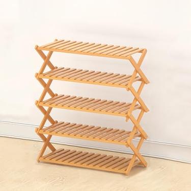 Imagem de LOERSS Sapateira dobrável, prateleira de sapatos de pé livre, organizador de armazenamento de sapato, sapateira de bambu, prateleira multiuso, para saltos altos, treinadores, chinelos, na entrada