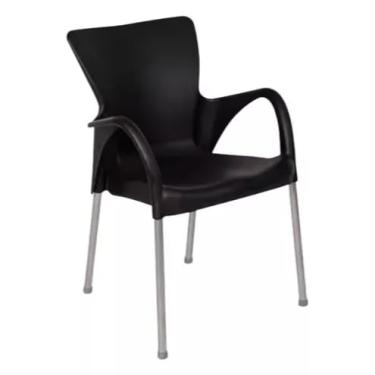 Imagem de Cadeira de Escritório Setúbal Preta Estofada Base Giratória Confortável para Home Office e Trabalho