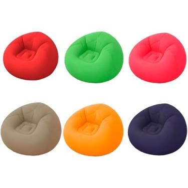 Imagem de Poltrona Inflável com Acabamento Aveludado, 100x60x100cm, Impermeável, Suporta até 100kg, para Relaxamento (Laranja)