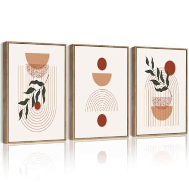 Imagem de Drsoum Arte de parede de planta boho verde botânica emoldurada moderna decoração de parede sálvia abstrata linhas geométricas arte corredor quarto impressões prontas para pendurar 30,5 x 40,6 cm