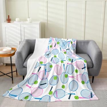 Imagem de Erosebridal Cobertor de lã de microplush para meninos e meninas, para meninos e meninas, para amantes de tênis, cobertor de flanela bola rosa azul para sofá-cama, sofá, atividades esportivas, todas as