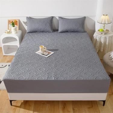 Imagem de Lençol com elástico alto, lençol de cama, protetor de colchão coleção de hotel, ultramacio e lavável, para sofás e colchões ajustáveis - cinza escuro|||120 x 200 cm