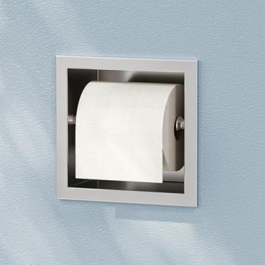 Imagem de Neodrain Suporte de papel higiênico embutido, suporte de papel higiênico escovado embutido, suporte de rolo de papel de seda embutido de aço inoxidável, na parede