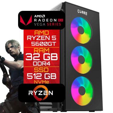 Imagem de Computador Gamer AMD Ryzen 5 5600GT, 32GB RAM, 512GB NVMe, Gabinete SMOG 3 Fans, Fonte 500W