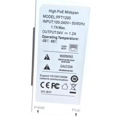 Imagem de Pft1200 Dahua Fonte High Poe Midspan 54v 100/220v 10/10/1000
