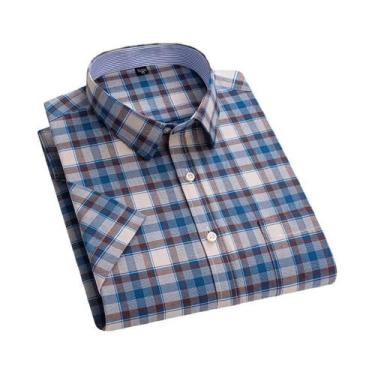 Imagem de Camisa Oxford De Algodão Masculina De Verão 6XL-7XL Manga Curta Clássi