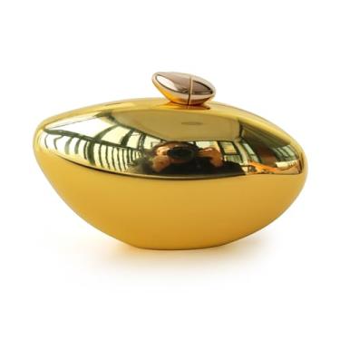 Imagem de OOAAVVJL Bolsas clutch noturnas femininas em forma de concha de acrílico bolsas metálicas modernas para festa de casamento formal formatura, Dourado