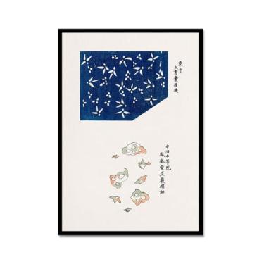 Imagem de Galeria japonesa impressões de arte de parede vintage onda Ukiyo-e pôster Katsushika Hokusai Kanagawa pintura em tela sala de estar decoração de casa (SKU6,12 x 45,7 cm = (30 x 45 cm), moldura de