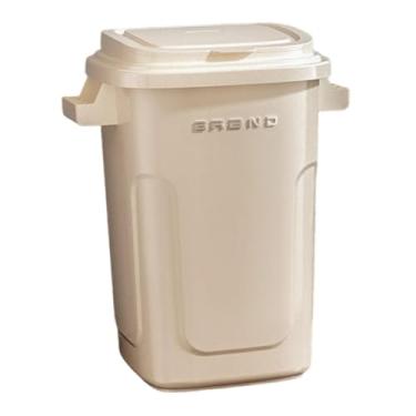 Imagem de SiaBiced Lixeira de 28 litros, grande capacidade, com dupla camada, design criativo, ideal para quarto, sala de estar, cozinha e escritório, Creme