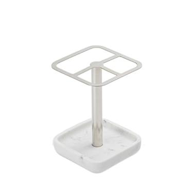 Imagem de Suportes de escova de dentes para banheiro, suporte de escova de dentes com 3 compartimentos, suporte de armazenamento de pasta de dente de aço inoxidável, suporte de escova de dentes elétrica