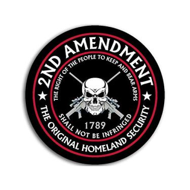 Imagem de Adesivo redondo preto 2nd Amendment The Original Homeland Security - The Right to Keep and Bear Arms (decalque de vinil arma munição (7,6 cm)