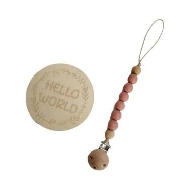 Imagem de Clipe De Chupeta De Silicone Cor Madeira Para Bebê, Mordedor Calmante 