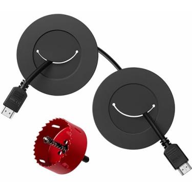 Imagem de ZhiYo Kit de gerenciamento de cabos na parede para TV, kit ocultador de cabos de TV preto, gerenciamento de cabos atrás de parede para TVs montadas, kits de corretivo de cabos com 2 passagens de fio e