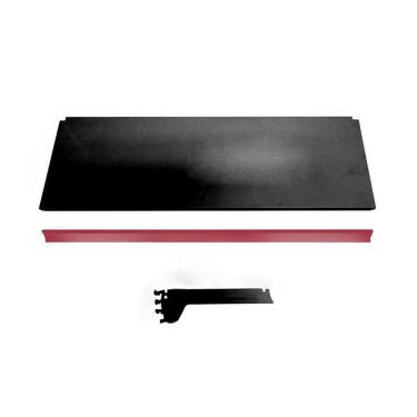 Imagem de Kit 3 Bandeja Prateleira 30x91 Gôndolas New Plus Preto Porta Etiqueta Vermelho Sa Gôndolas