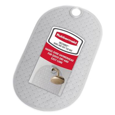Imagem de Rubbermaid Tapete de banheira INSTAMAT, tapete de banho antiderrapante pendurado sobre o chuveiro para secagem rápida, tapete de chuveiro de 60 x 40 cm para banheira ou chuveiro interno, transparente