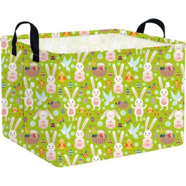 Imagem de FXOCSHE Cesta De Páscoa Retangular Fxolcshe, Vazia, Armazenamento Brinquedos Infantis Para Quarto Bebê, Organizador Presentes Brinquedos, Caixa Crianças, Presentes, Decoração Casa Infantil (Ovo Verd
