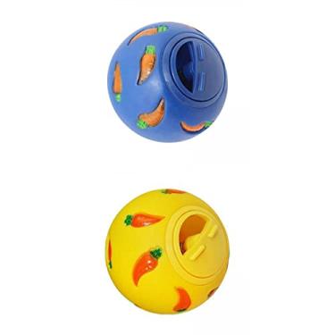Imagem de Gralara 2x Bola Alimentadora Lenta para Petiscos, Brinquedo para Lanches, a Mordidas, Brinquedo de Enriquecimento Ambiental, Dispensador de Petisco, Azul amarelo