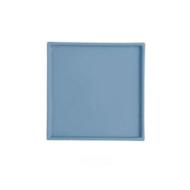 Imagem de Pires de plantas Bandeja coletora de paletes para plantador quadrado, pires para vaso cerâmica para ambientes internos e externos, multicoloridos(Lake Blue)