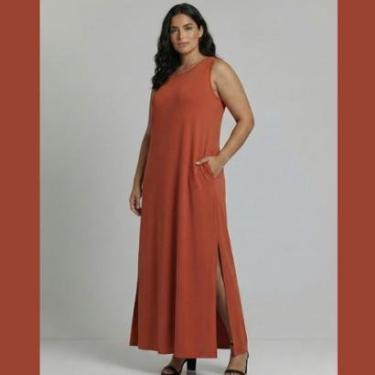 Imagem de Vestido Longo Aveloz Viscolycra Soltinho Plus Size com Bolso-Feminino