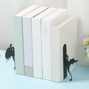 Imagem de DJAPWPX Conjunto de 2 suportes de livros de dragão para prateleiras, suporte de metal de dragão estável, para proteger arquivos e revistas, decoração de casa, à prova de ferrugem