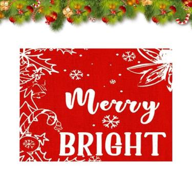 Imagem de Tapete de mesa de Natal, jogos americanos de Natal - Tapete isolante para mesa de jantar - Esteiras decorativas da mesa dos placemats, placemats laváveis ​​do natal para jantar