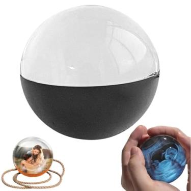 Imagem de HGTRH Bola de cristal 3D, porta-retrato digital WiFi 3D Crystal Photo Memory Orb Video Bauble Memory Orb Ball Memory Orb Video 3D Photo Crystal Black WiFi Version