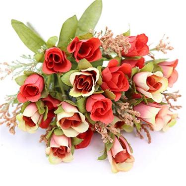 Imagem de 1 Peça 20 Cabeças Ramo de Rosa Artificial Flores Seda Romântico Decoração Casa Suprimentos para Casamento e Festas Realista com Aparência Natural Não