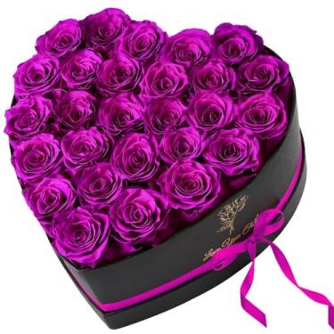 Imagem de Krinzitt Forever Flowers, 27 rosas frescas preservadas em formato de coração para entrega Prime, rosa eterna para sua esposa, aniversário, vermelho