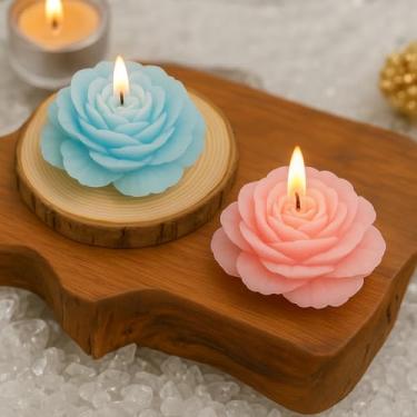 Imagem de Velas Rosa Kit 10 Flor decoração festa lembrancinha casamento eventos 30g (Azul)